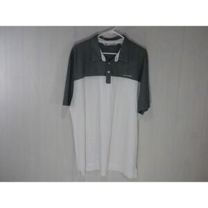 Travis Mathew Polo Shirt‎ XXL Gray White Colorblock Pima Blend Golf Short Sleeve